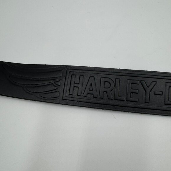 Harley-Davidson Logo Embossed Black Leather Belt Mens Size 38 Durable Design - Picture 6 of 10